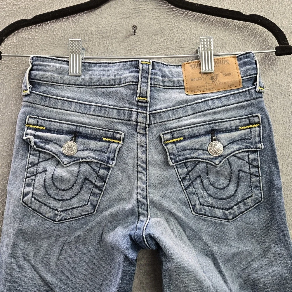 True Religion Girl Jeans 8 Light Blue Denim Straight Leg‎ Single End